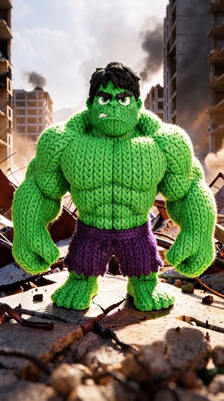💚 Hulk Em Estilo Crochê – Modelo 3D | Sem Ams