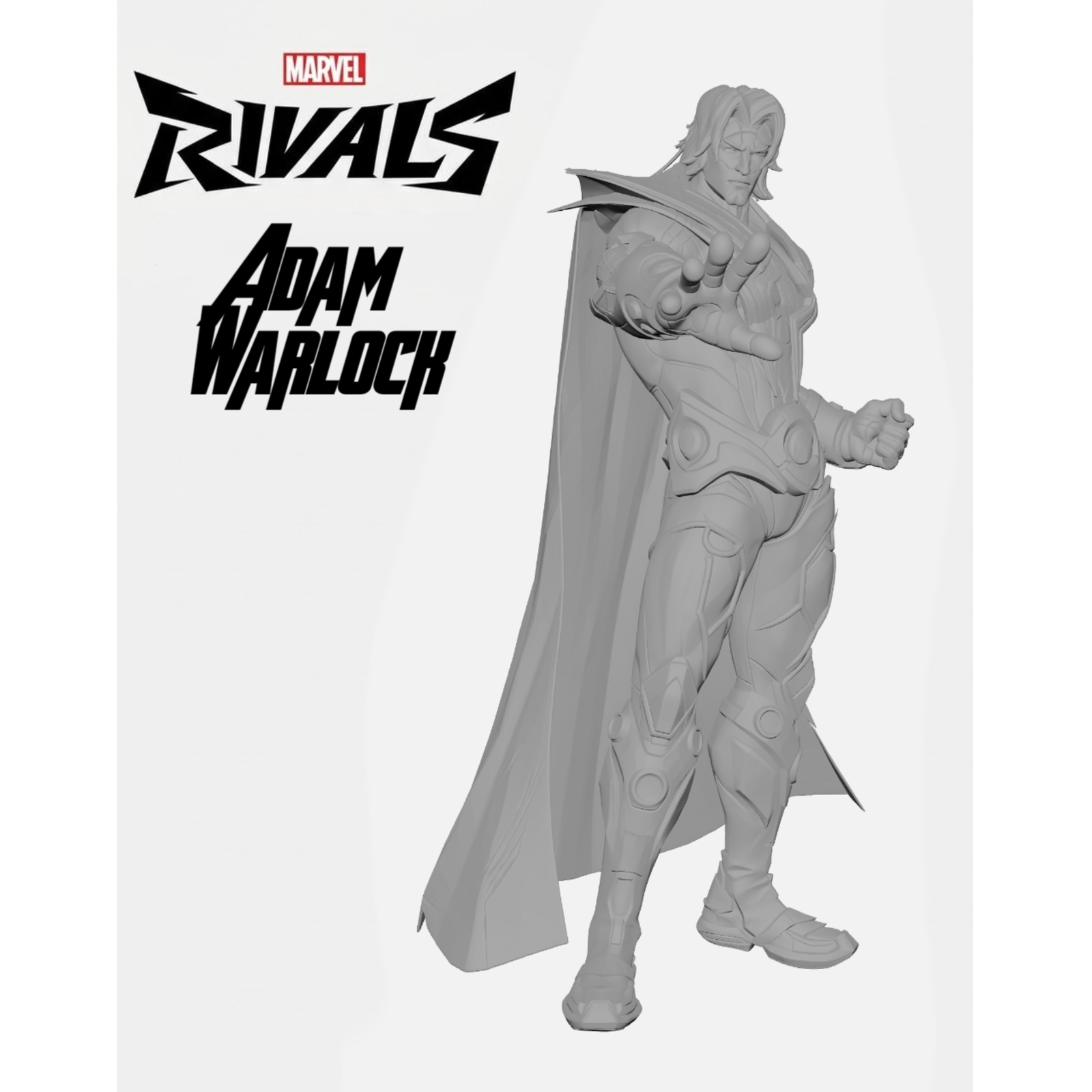Adam Warlock Marvel Rivals Skin Default Escultura/Action Figure 3D