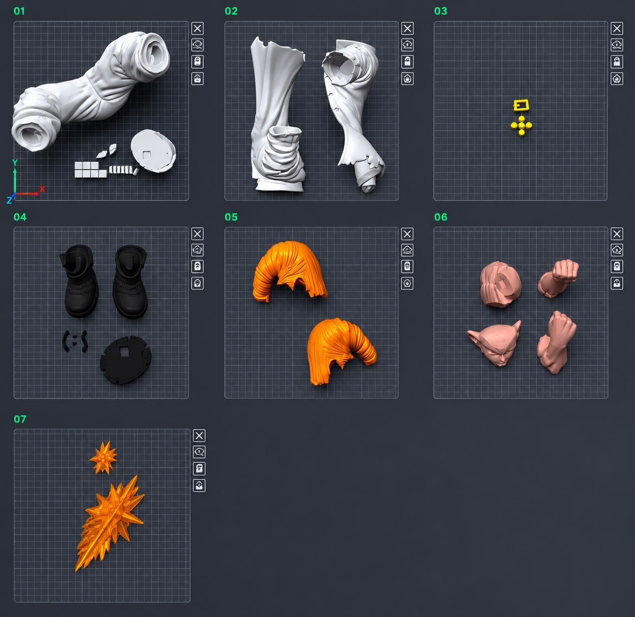 Kazuma – Modelo 3D  Multiparte Sem Ams