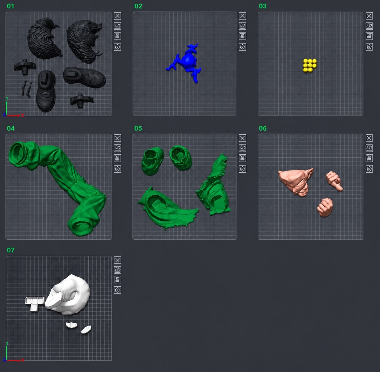 Yusuke – Modelo 3D Multiparte Sem Ams