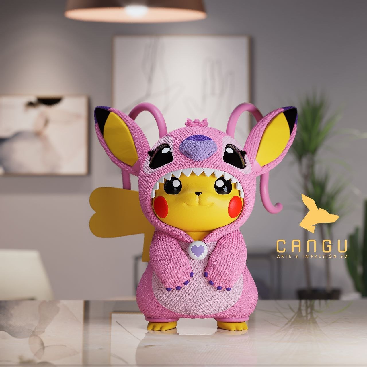 🩷 Pikachu Stitch Rosa — Stl Multipartes