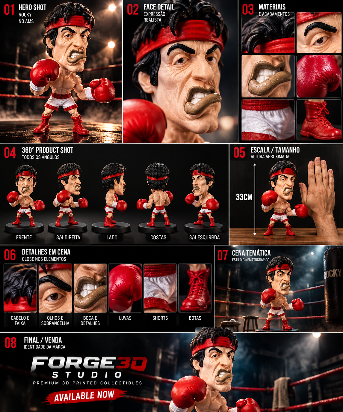🥊 Rocky Balboa | The Italian Stallion | Stl 40Cm Multipartes