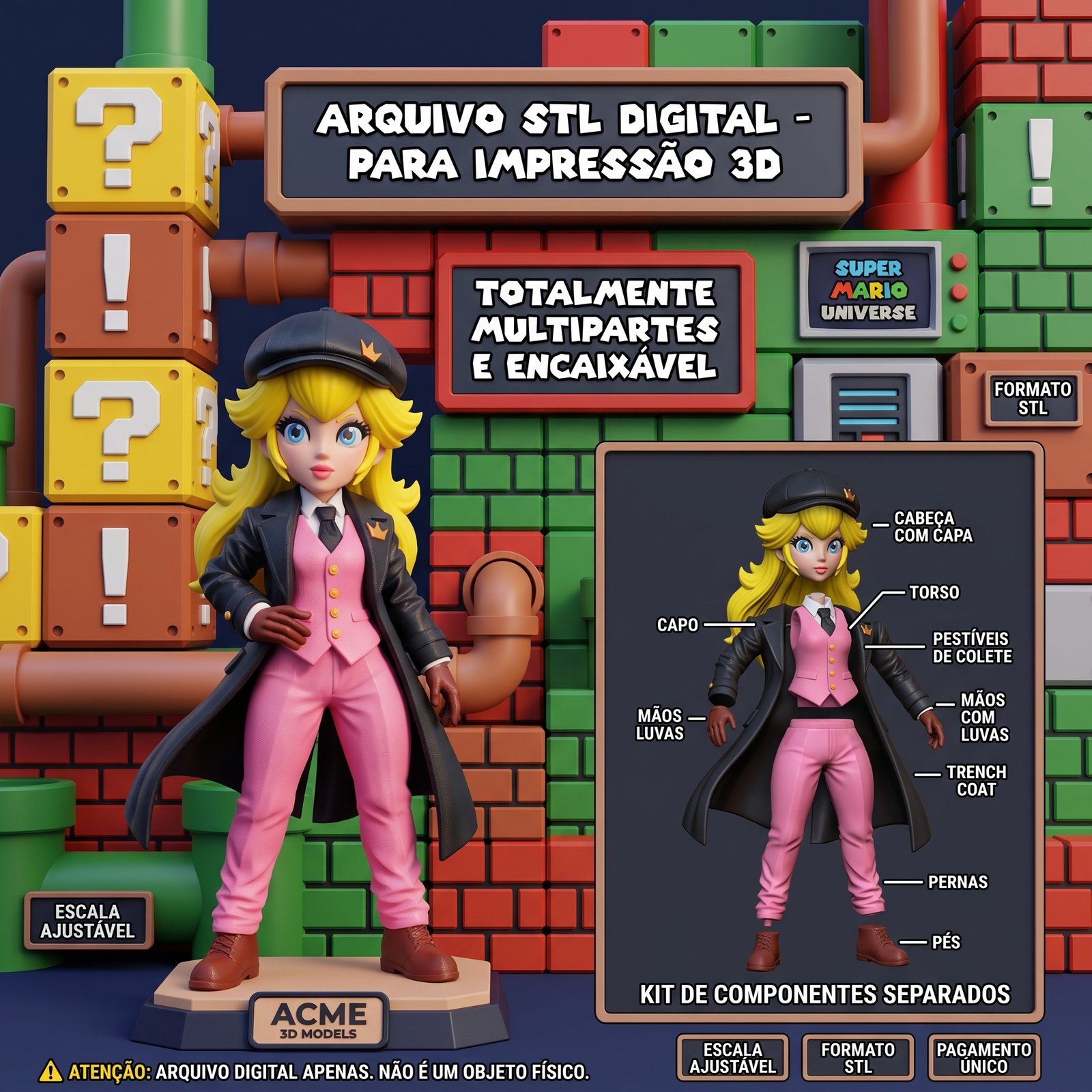 🎩 Peach — Stl 3D Multipartes | Modelo Para Impressão 3D